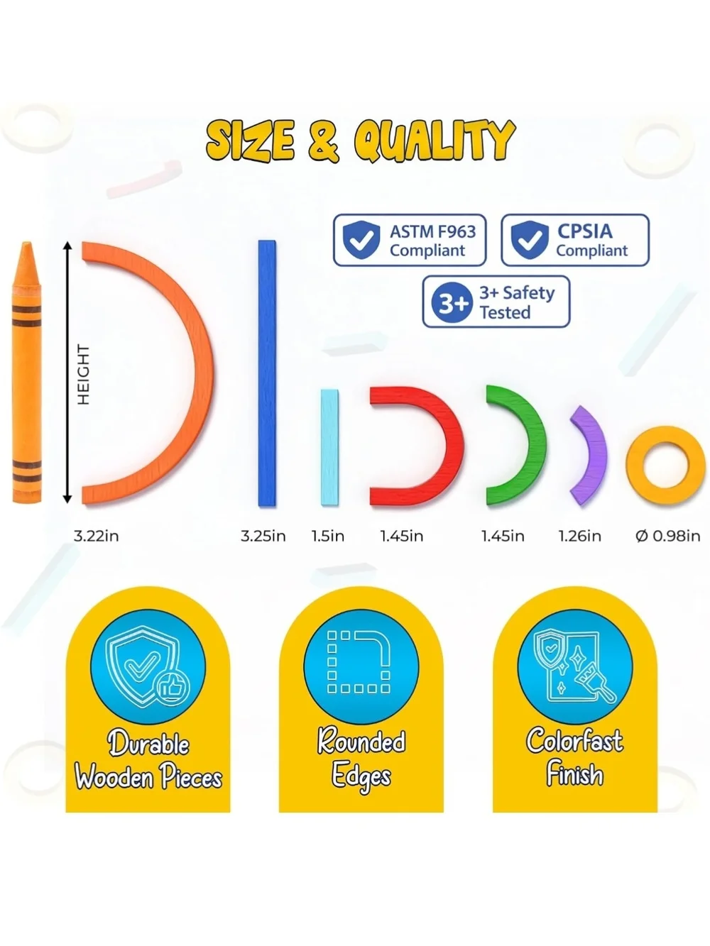 Kids Pattern Blocks Learning Set - Rainbow Colors
